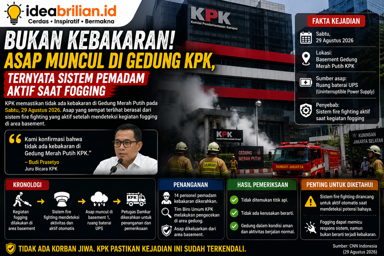 Bukan Kebakaran! Asap Muncul di Gedung KPK, Ternyata Sistem Pemadam Aktif Saat Fogging