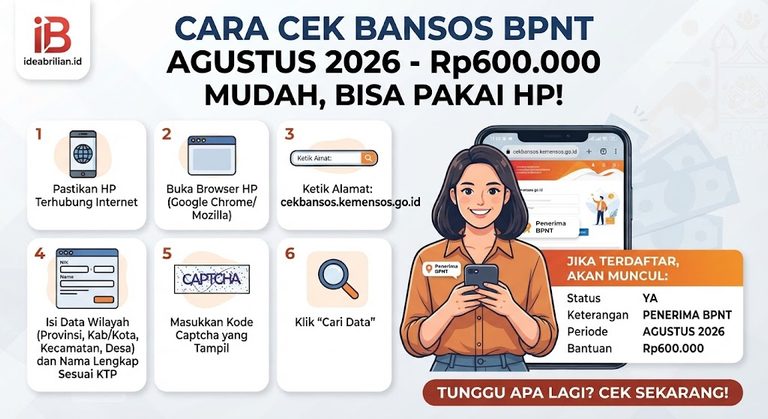 Cara Cek Bansos BPNT Agustus 2026 Rp600.000, Mudah Bisa Pakai HP